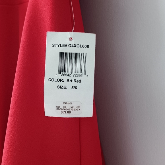 NEW B Darlin Mini Dress Tank Fit & Flare V-neck Tie Back Bright Red Size 5/6 - Picture 10 of 13